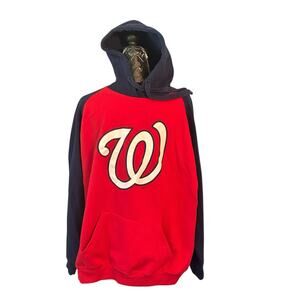 Washington Nationals MLB Size Large Stitches Blue Red “W” Logo Hoodie Sweatshirt